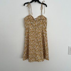 Princess Polly Mustard Floral Strappy Tie Shoulder Fit & Flare Dress Siz…
